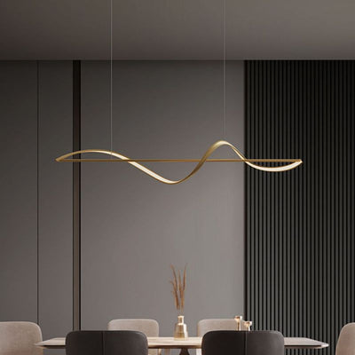 Arisha Pendant Light Wave Minimalist Designer Brass Art Gallery - Neutral Decor