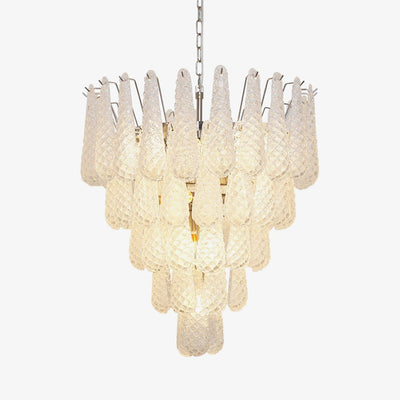 Velerine Chandelier Clear Murano Glass Dewdrop Layered