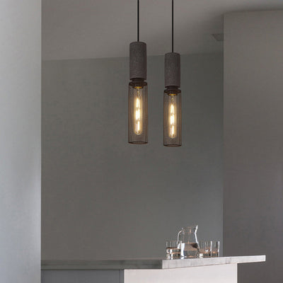 Arisha Industrial Cylindrical Pendant Light, Cement Wabi-Sabi - Neutral Decor
