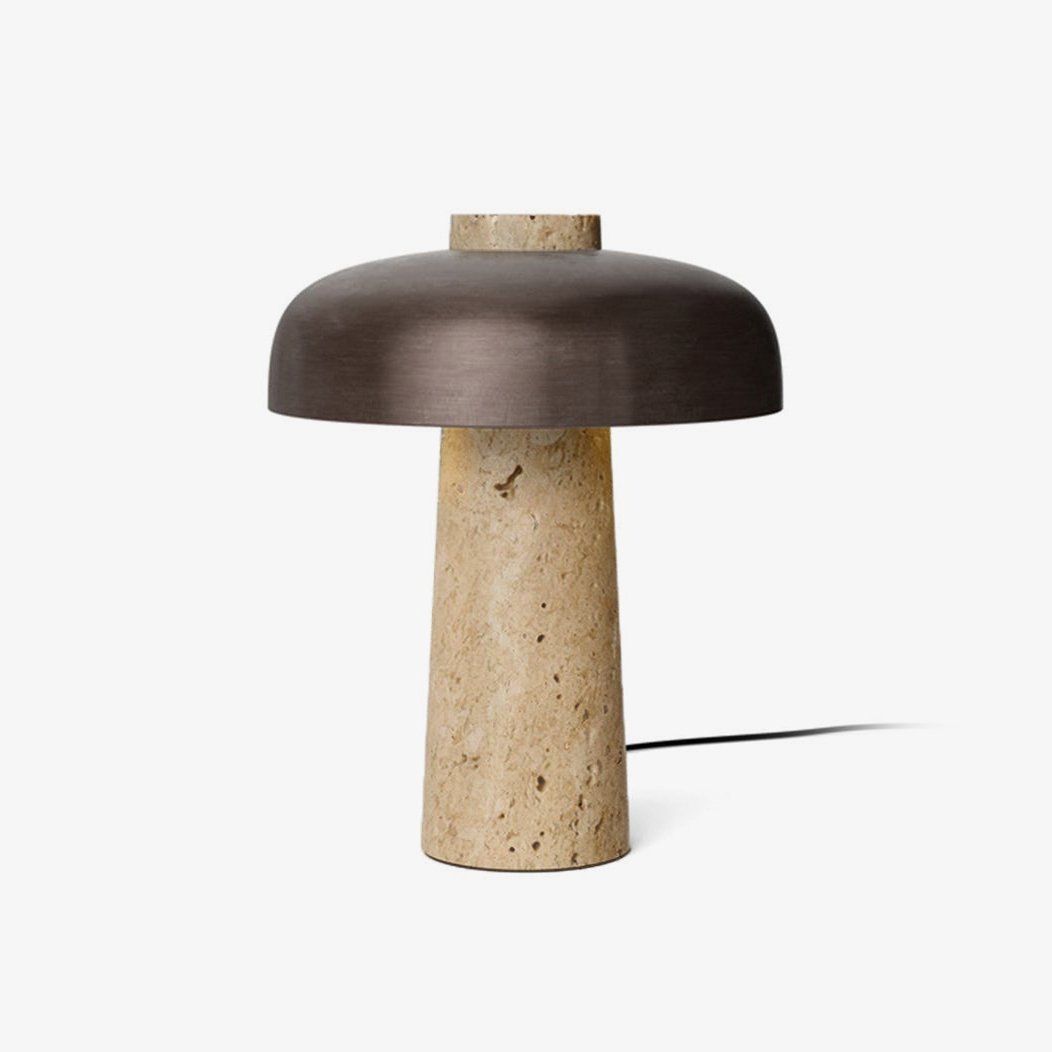 Tavivira Mushroom Form Travertine Table Lamp