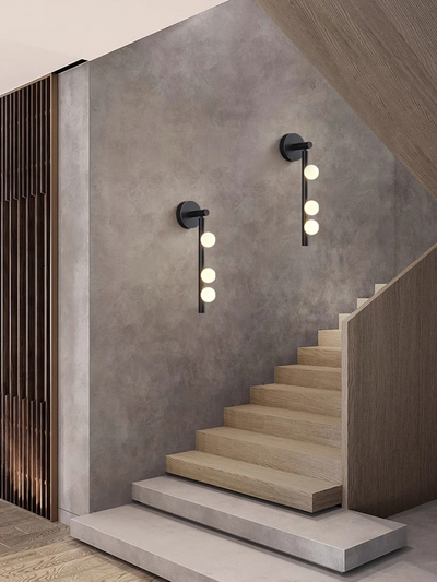 Rory Modern Minimalist Tube Brass Glass Wall Lamp