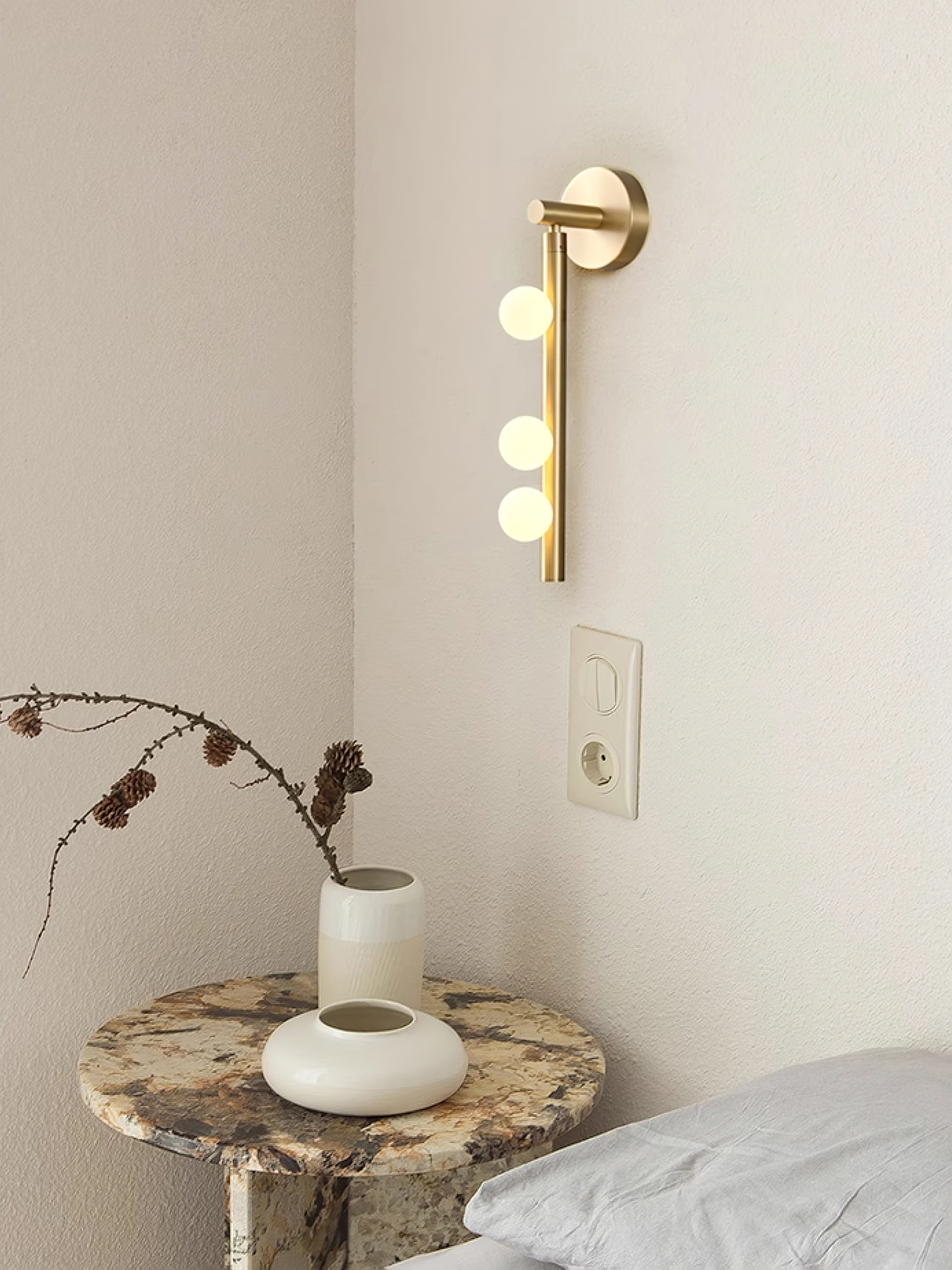 Rory Modern Minimalist Tube Brass Glass Wall Lamp