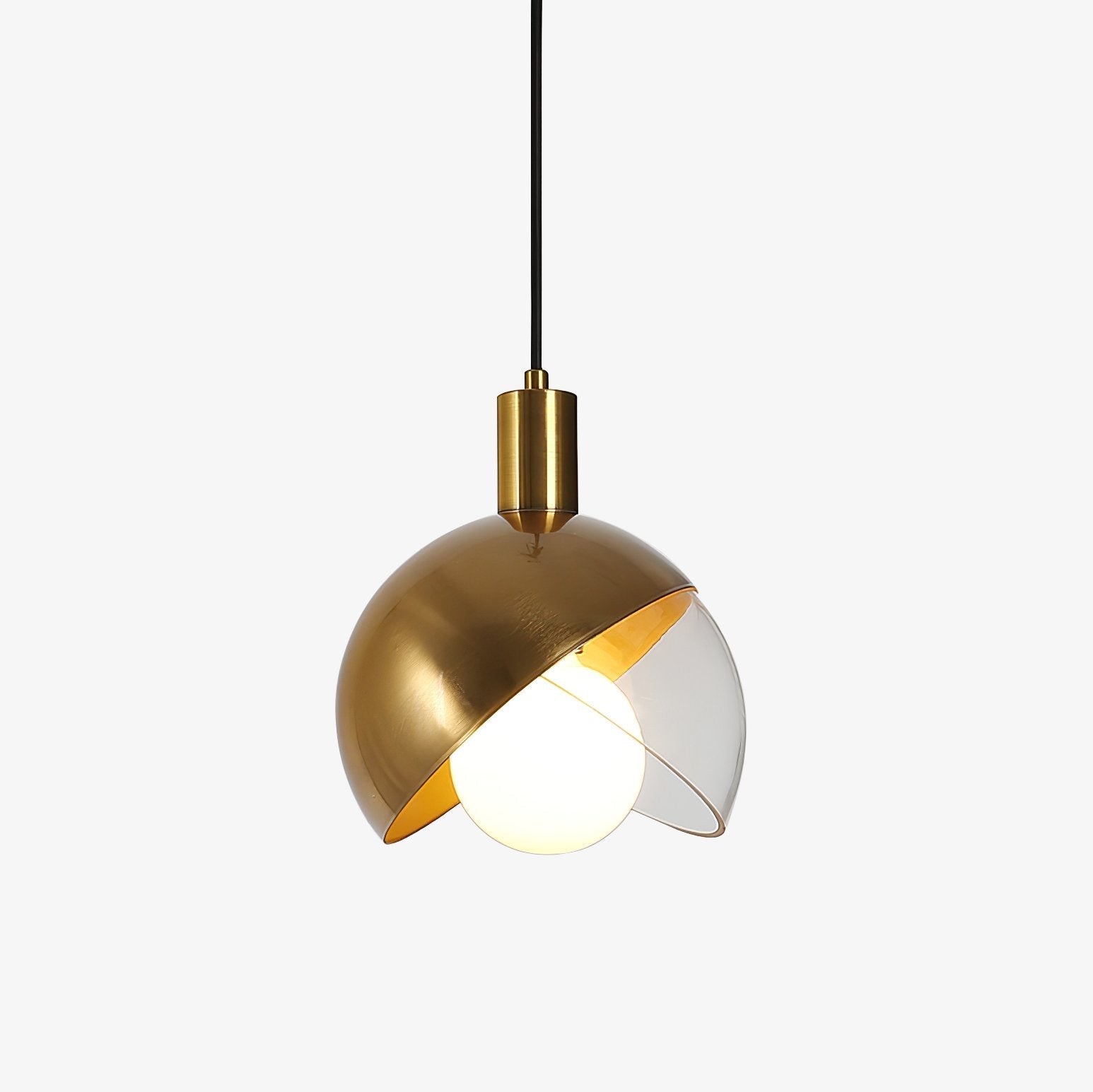 Noveny Pendant Lamp Brass Glass Half Dome Globe Mid Century