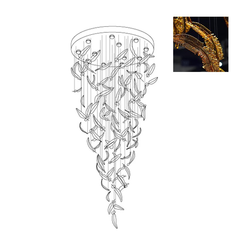 Aetherial Glass Leaf Chandelier