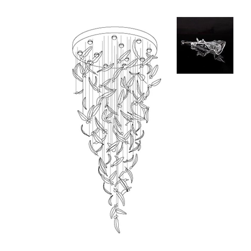 Aetherial Glass Leaf Chandelier