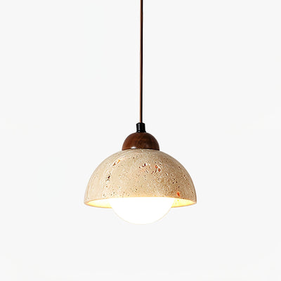 Lunex Dome-Shaped Travertine Pendant Light