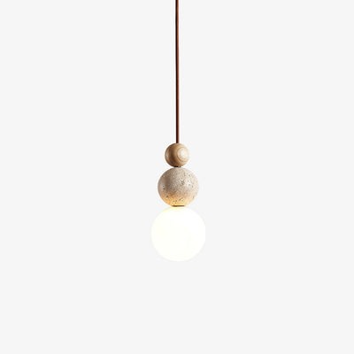 Bit Sphere-Cluster Travertine Pendant Light