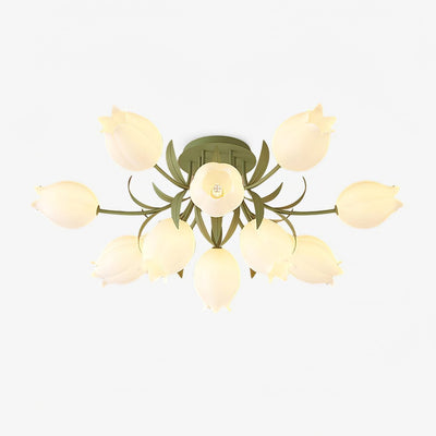 Lustra Ceiling Light Lily Flower Blossom Green Base - Neutral Decor