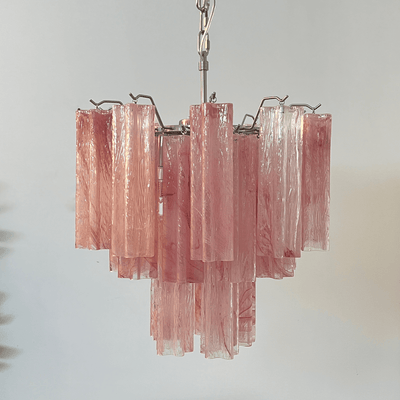 Liorinira Chandelier Pink Glass Tubes Layered Modern