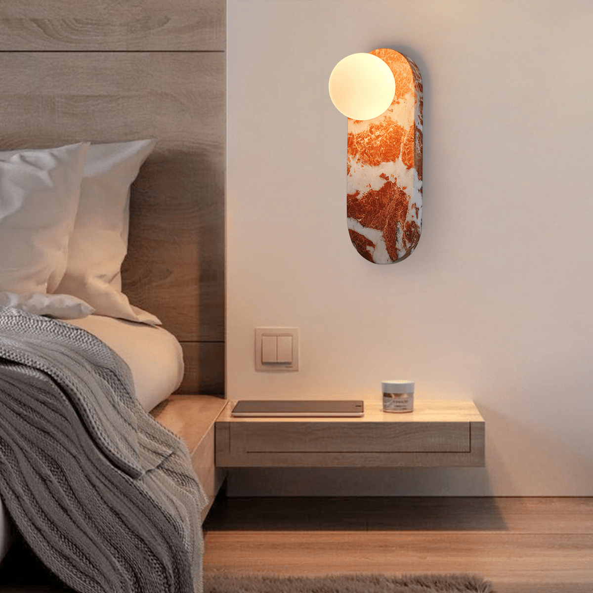 Sysolion Modern Minimalist Glass Marble Wall Lamp