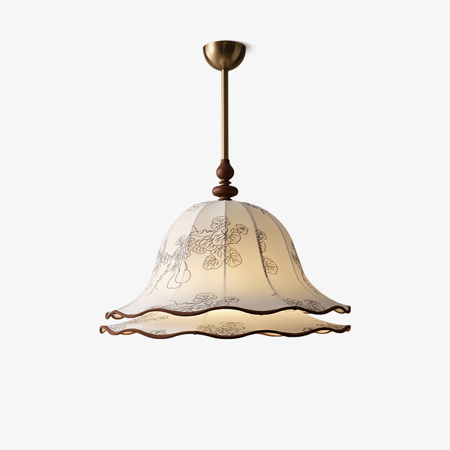 Ilsilis Traditional Elegance Floral Fabric Wood Pendant Lamp