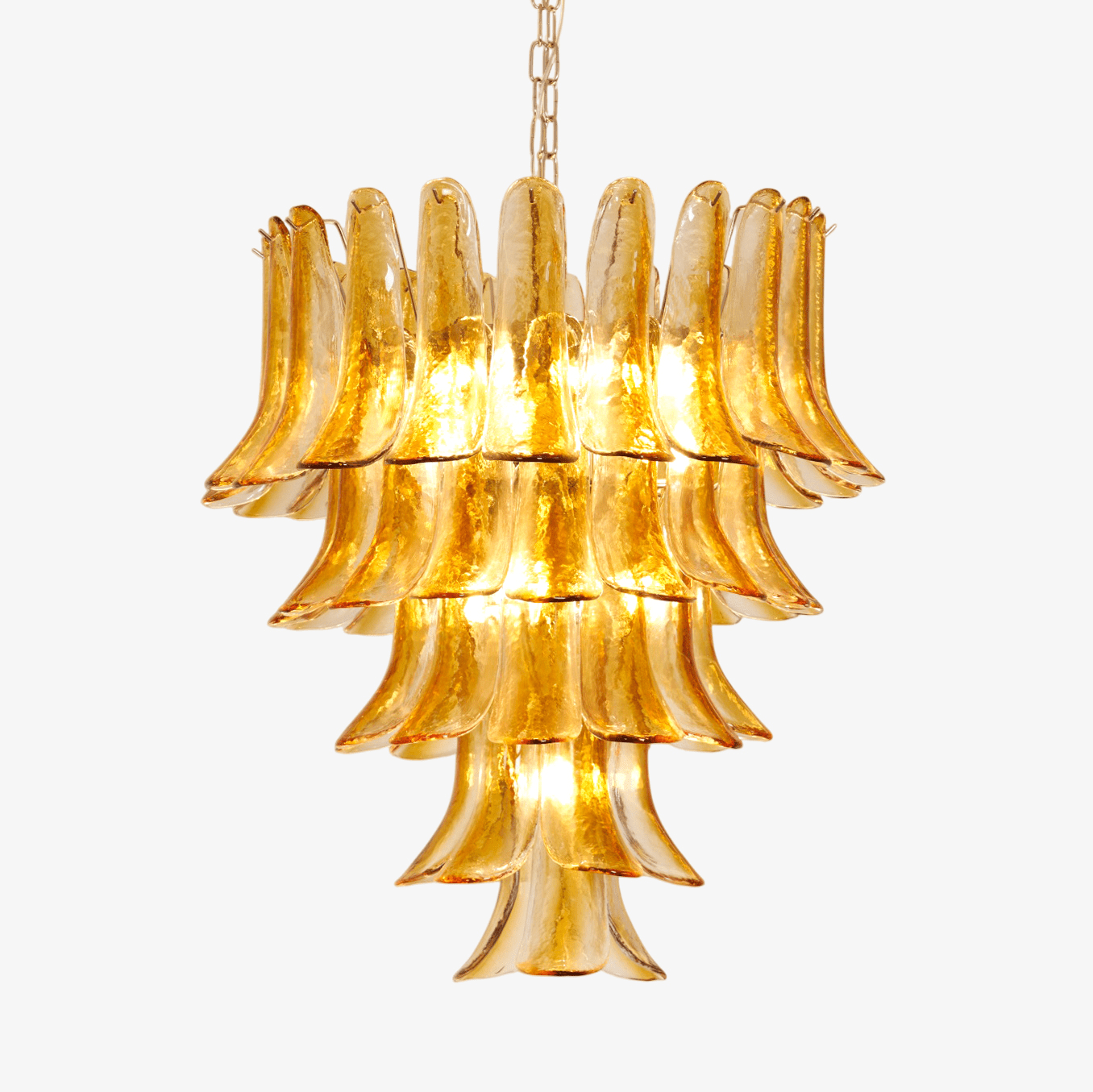 Liorisissa Chandelier Amber Lily Murano Glass Layered Centerpiece