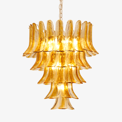 Liorisissa Chandelier Amber Lily Murano Glass Layered Centerpiece