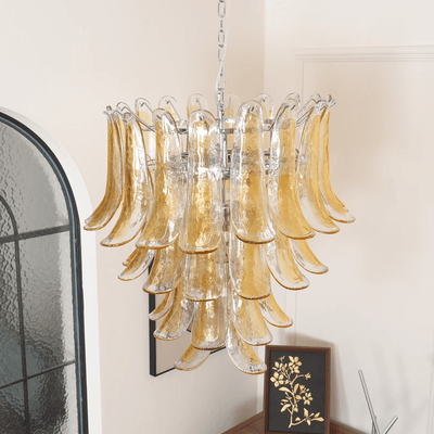 Liorisissa Chandelier Amber Lily Murano Glass Layered Centerpiece
