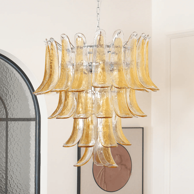 Liorisissa Chandelier Amber Lily Murano Glass Layered Centerpiece