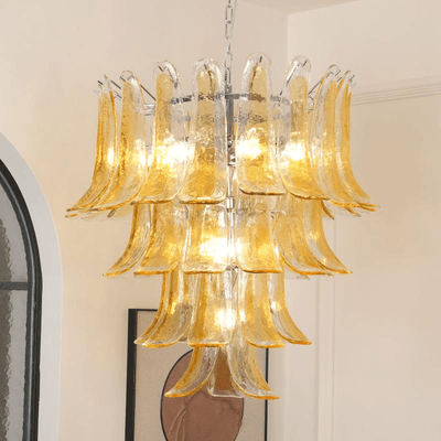 Liorisissa Chandelier Amber Lily Murano Glass Layered Centerpiece