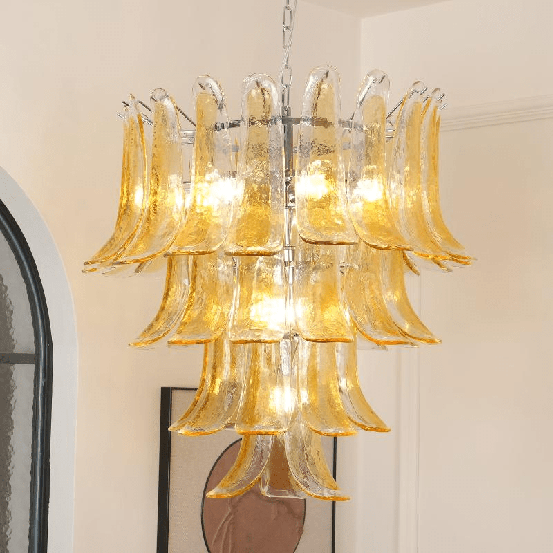 Liorisissa Chandelier Amber Lily Murano Glass Layered Centerpiece