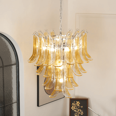 Liorisissa Chandelier Amber Lily Murano Glass Layered Centerpiece