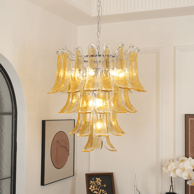 Liorisissa Chandelier Amber Lily Murano Glass Layered Centerpiece