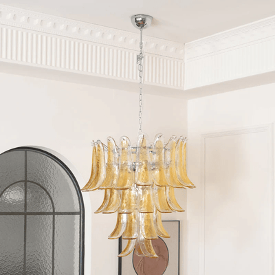 Liorisissa Chandelier Amber Lily Murano Glass Layered Centerpiece
