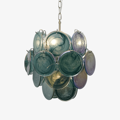 Teriinelle Chandelier Multicolor Murano Disc Layered Artistic
