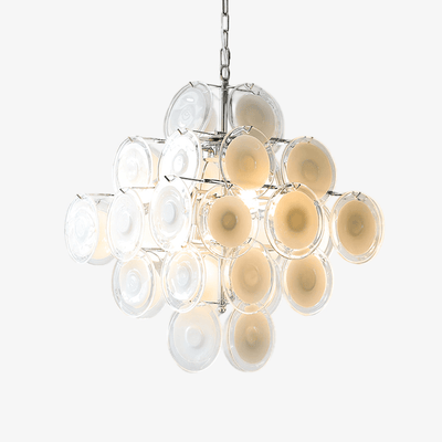 Eireira Chandelier White Murano Glass Discs Cluster