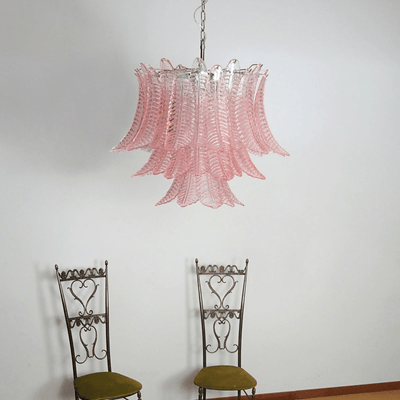 Celiaria Chandelier Pink Leaf Glass Layered Graceful Luxury