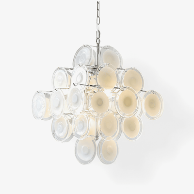 Eireira Chandelier White Murano Glass Discs Cluster
