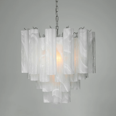 Lioreissa Chandelier Frosted Glass Tubes Layered Minimalist