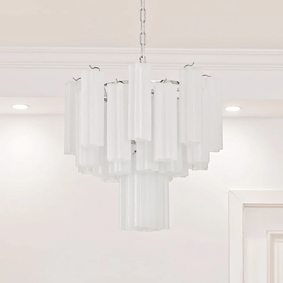 Lioreissa Chandelier Frosted Glass Tubes Layered Minimalist