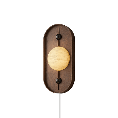 Nivuielle Oval Alabaster Wood Plug Wall Light