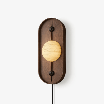 Nivuielle Oval Alabaster Wood Plug Wall Light