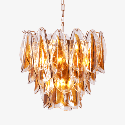 Lioraora Chandelier Amber Leaf Glass Layered Organic Warmth