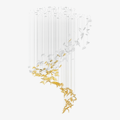 Cosolion Bird Amber Clear Glass Chandelier