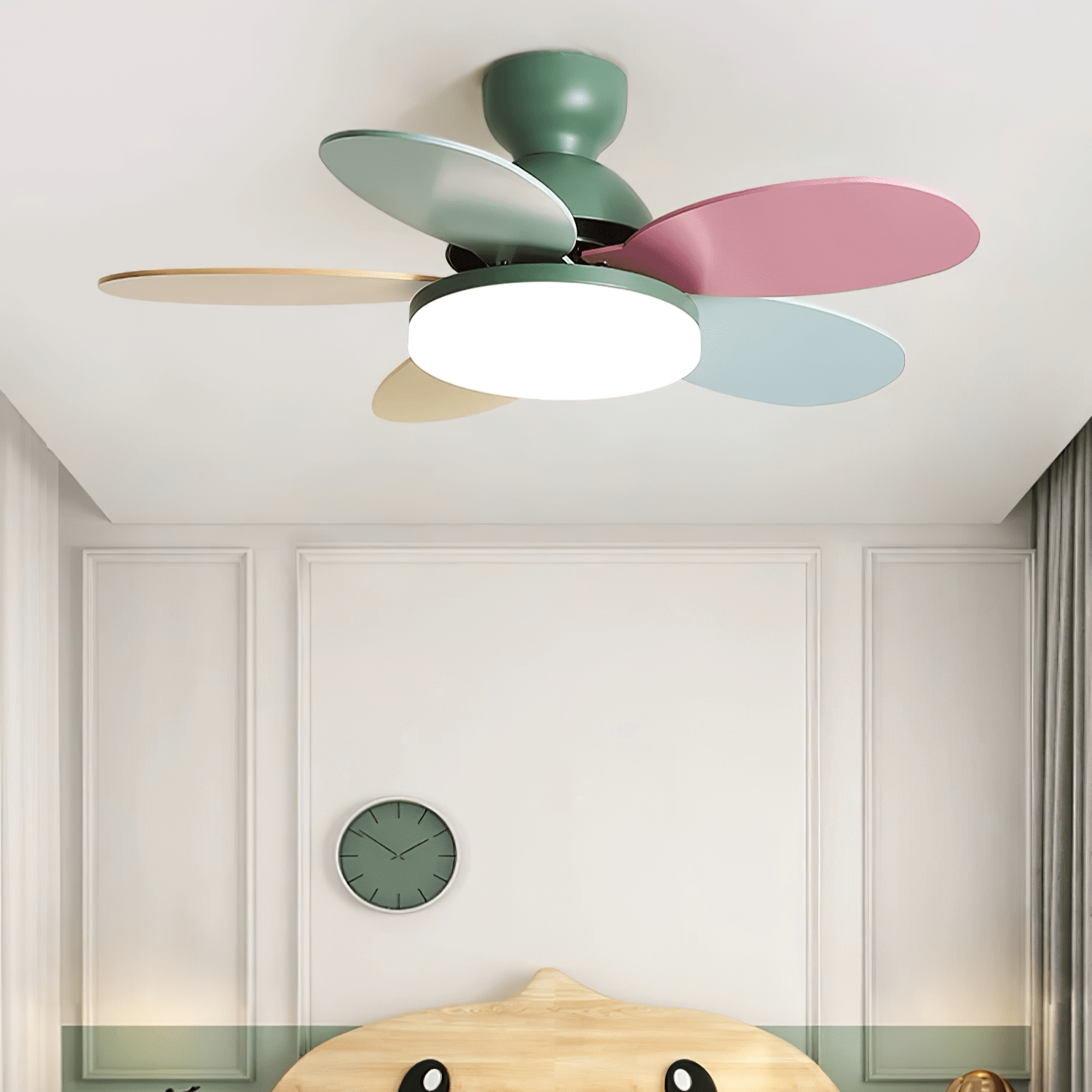 Eireise Colorful Glass Kids Ceiling Fan Light