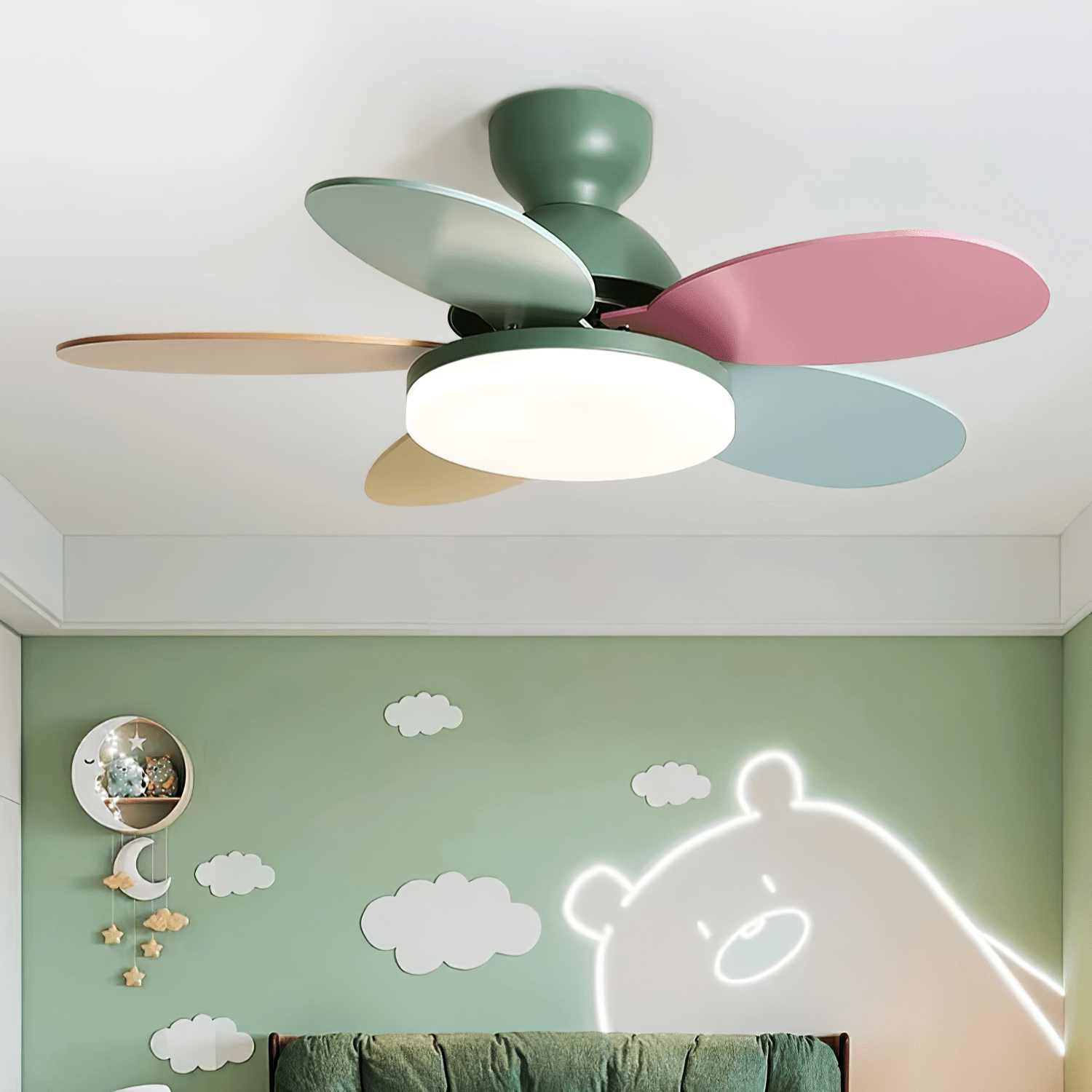 Eireise Colorful Glass Kids Ceiling Fan Light