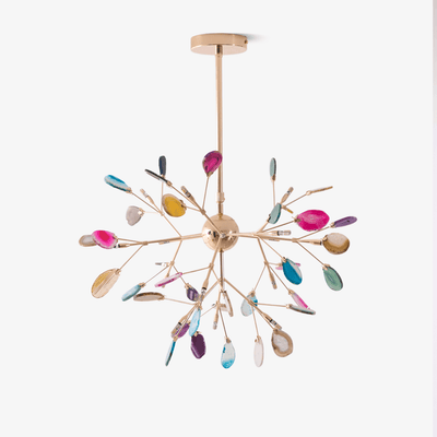 Ulenor Chandelier Colorful Leaf Gilded Arms