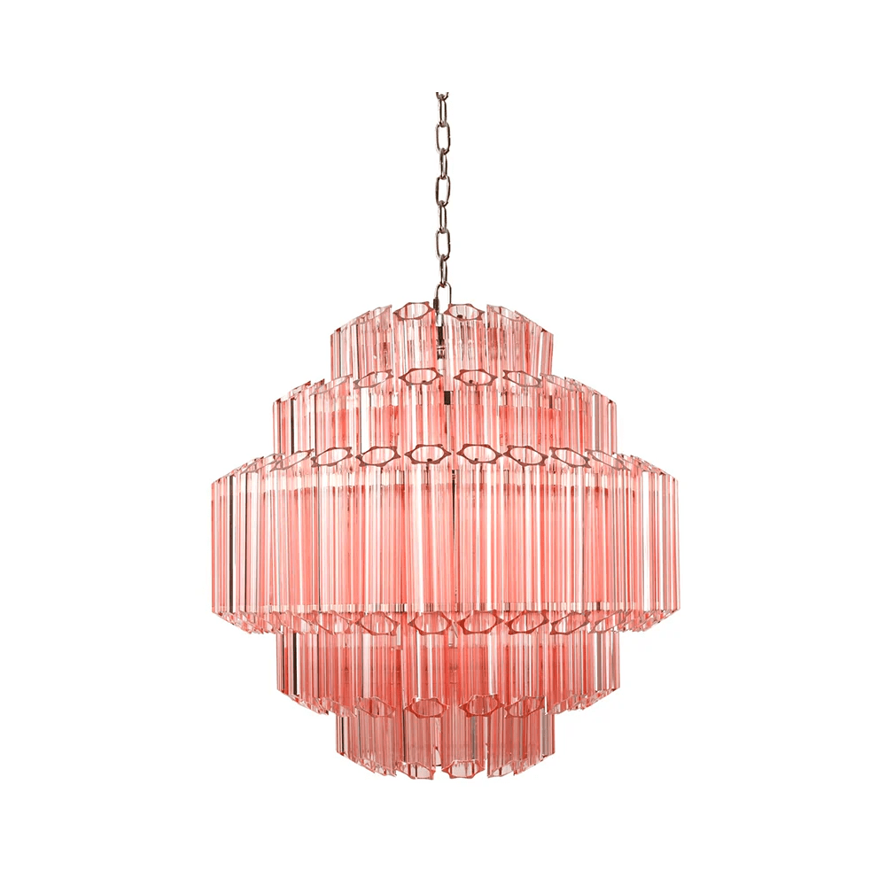 Veleneon Chandelier Pink Glass Tube Layered Diamond