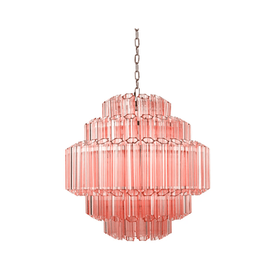 Veleneon Chandelier Pink Glass Tube Layered Diamond