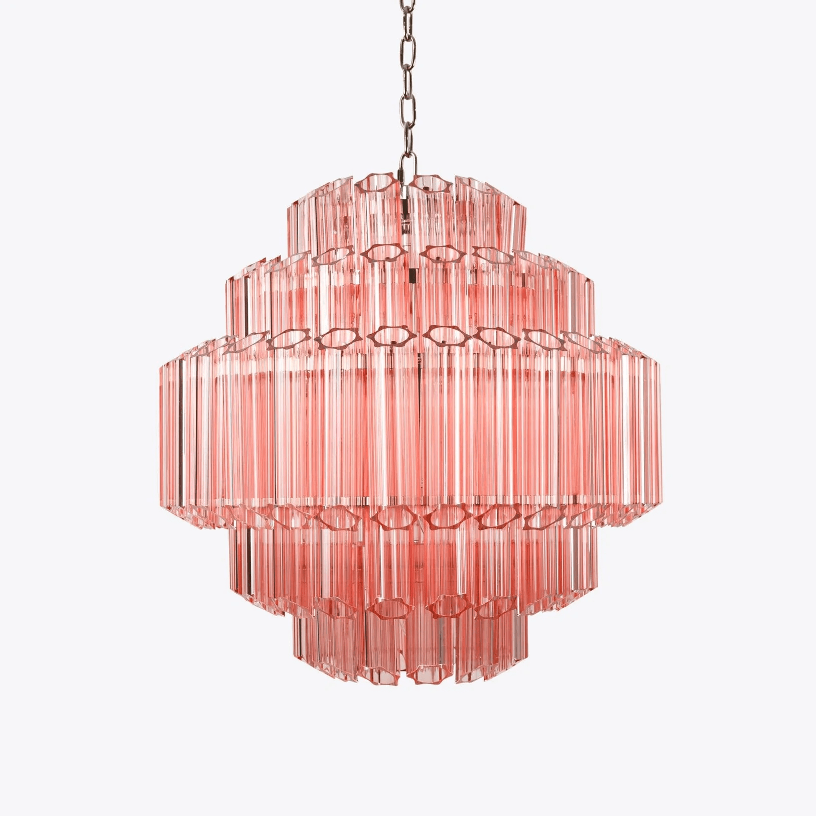 Veleneon Chandelier Pink Glass Tube Layered Diamond