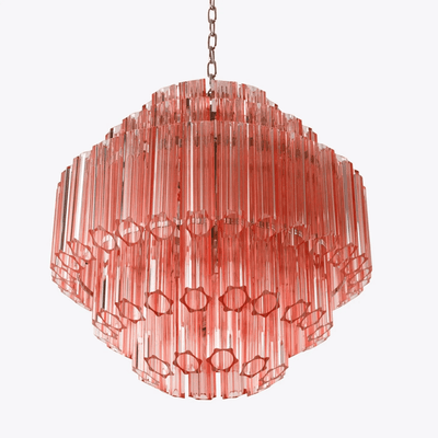 Veleneon Chandelier Pink Glass Tube Layered Diamond