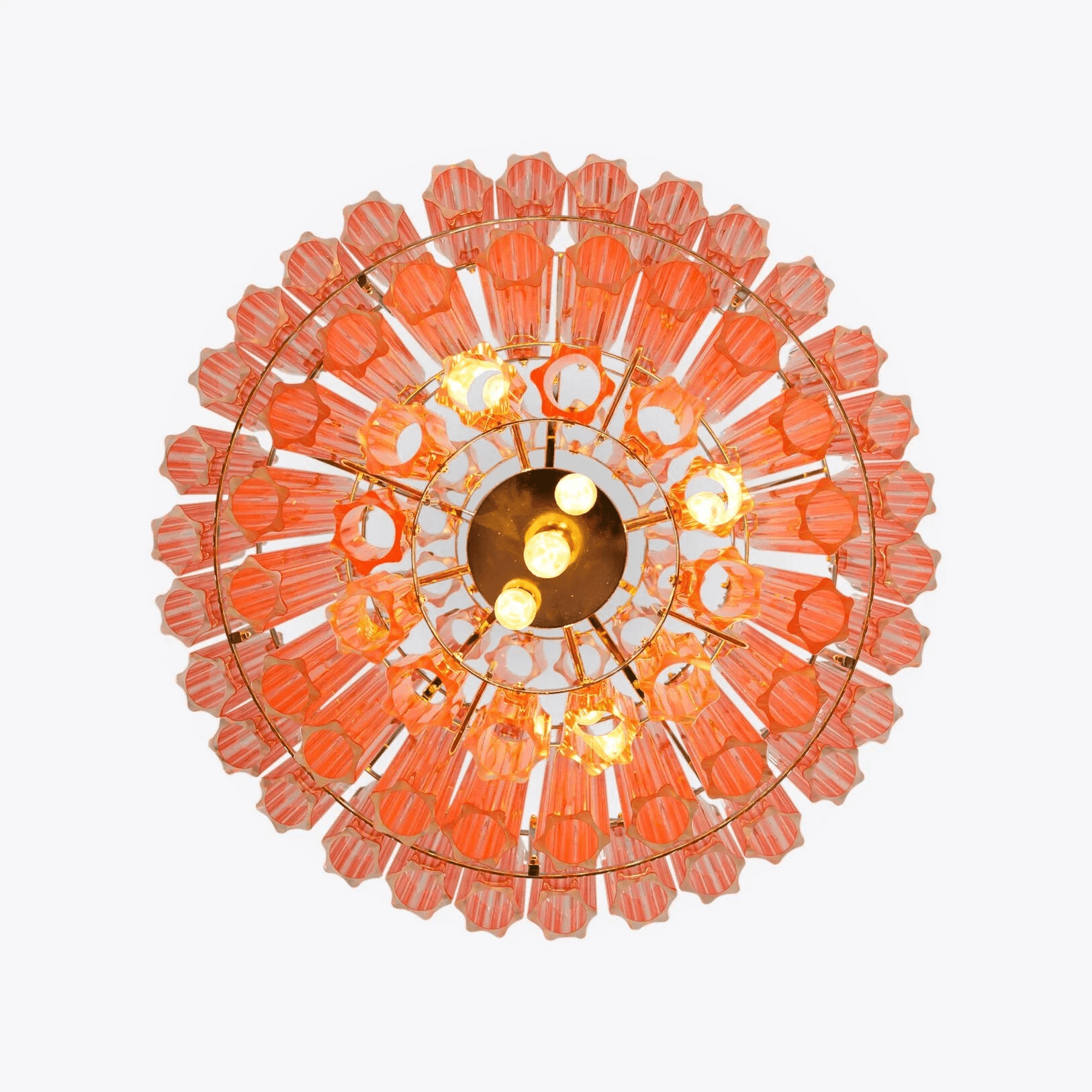 Veleneon Chandelier Pink Glass Tube Layered Diamond
