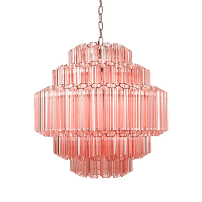 Veleneon Chandelier Pink Glass Tube Layered Diamond