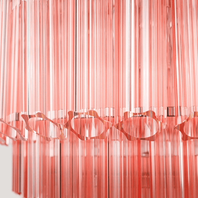 Veleneon Chandelier Pink Glass Tube Layered Diamond