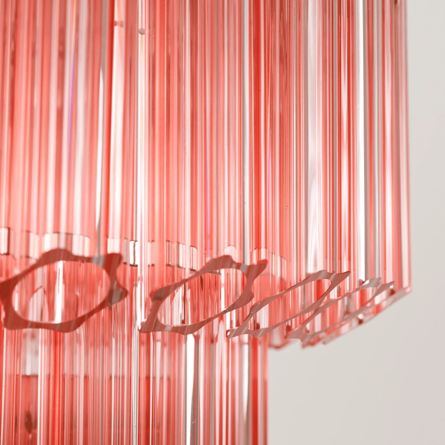 Veleneon Chandelier Pink Glass Tube Layered Diamond