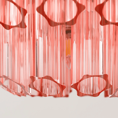 Veleneon Chandelier Pink Glass Tube Layered Diamond