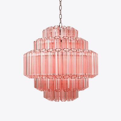 Veleneon Chandelier Pink Glass Tube Layered Diamond