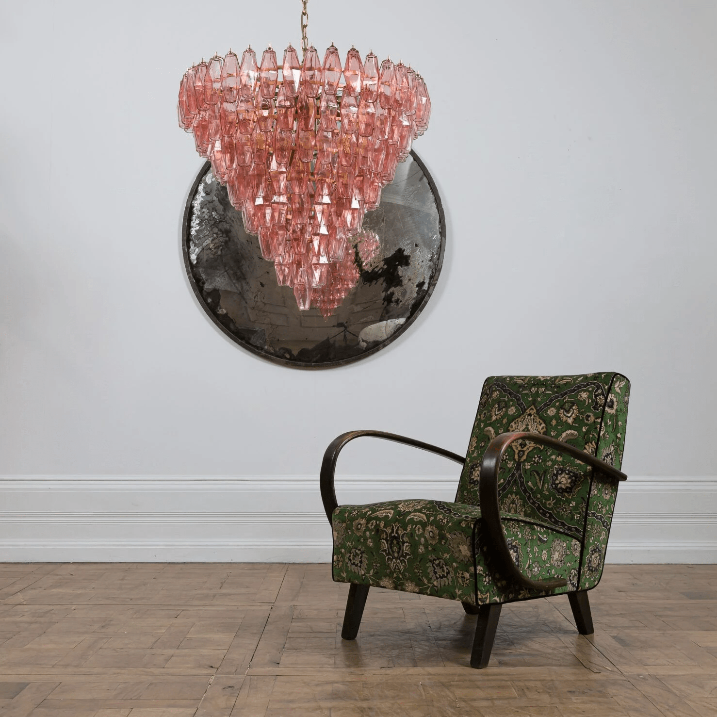Eirenora Chandelier Pink Faceted Glass Layered Vintage