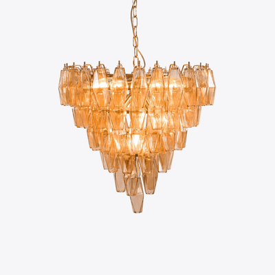 Eirenora Chandelier Pink Faceted Glass Layered Vintage