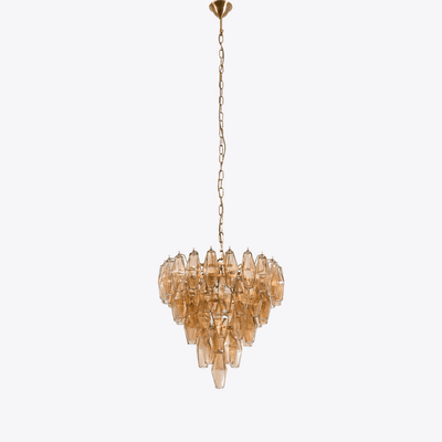 Eirenora Chandelier Pink Faceted Glass Layered Vintage